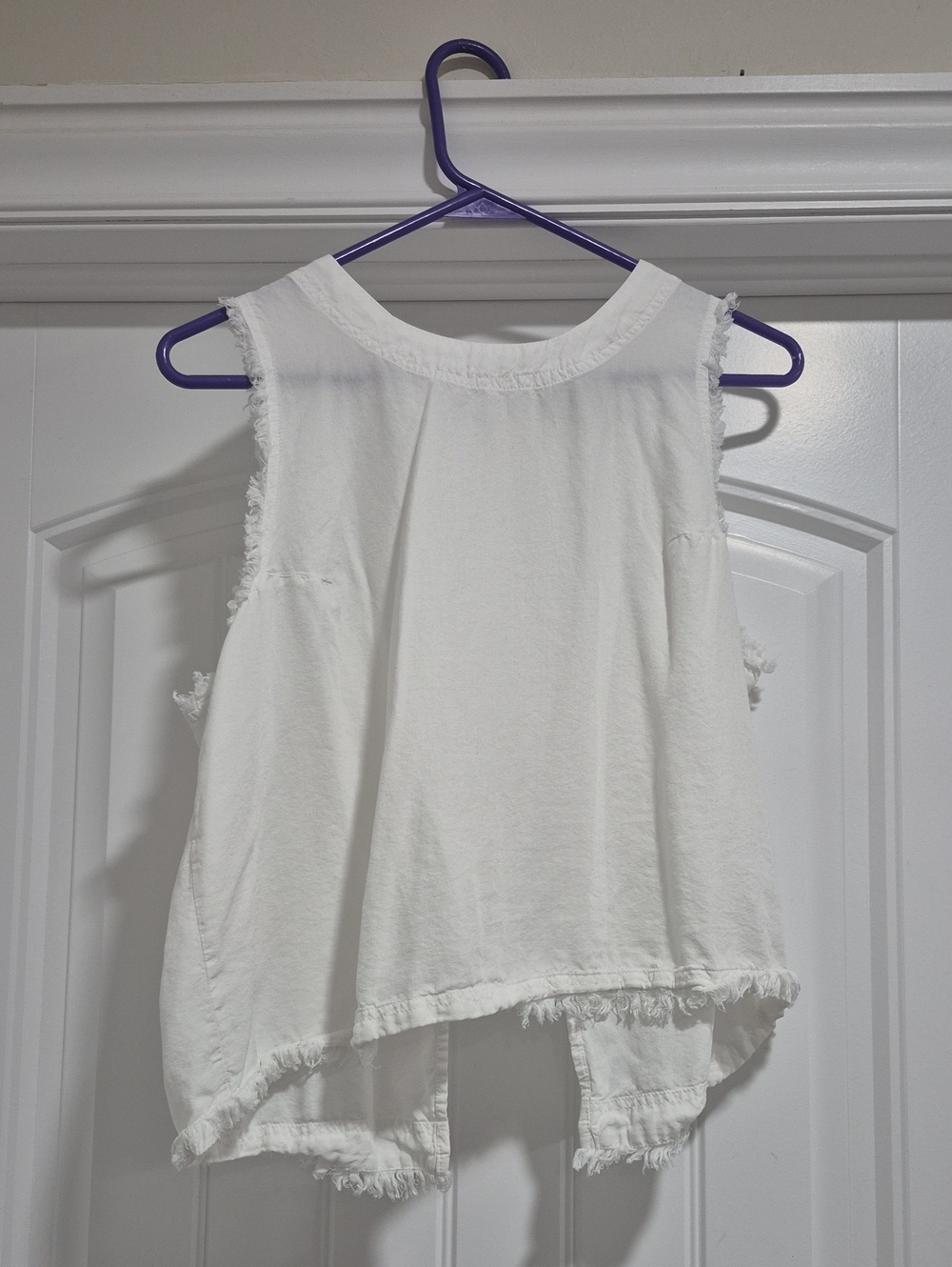 Thread & Supply White Frayed Hem Sleeveless Tank